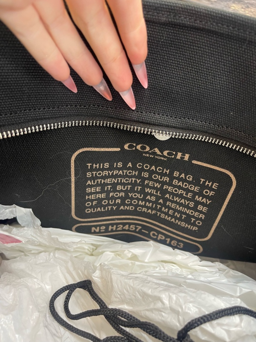 Coach Black Canvas Tote with Gold Script Logo - Picture 5 of 5